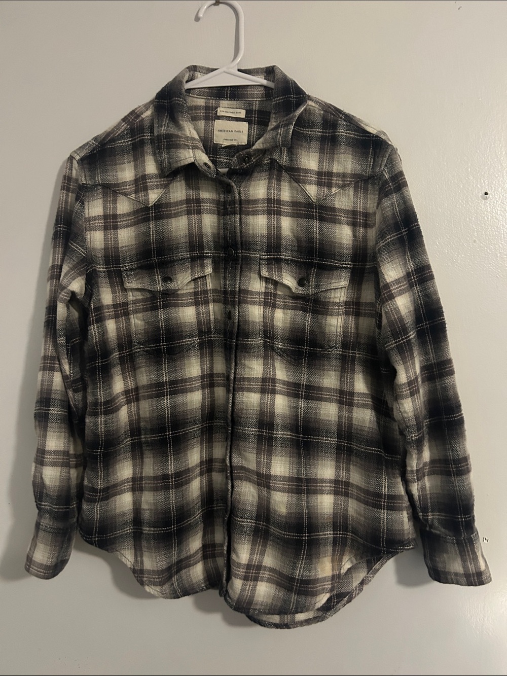 American Eagle Outfitters Black & White Plaid Shirt Jacket